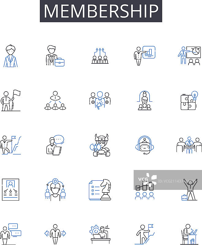 俱乐部会员线性图标合集图片素材