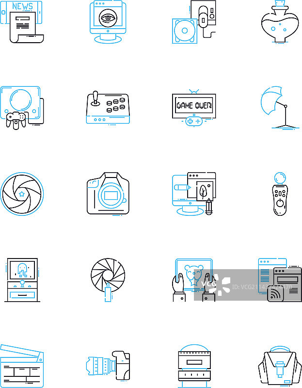 互动游戏线性图标集趣味图片素材