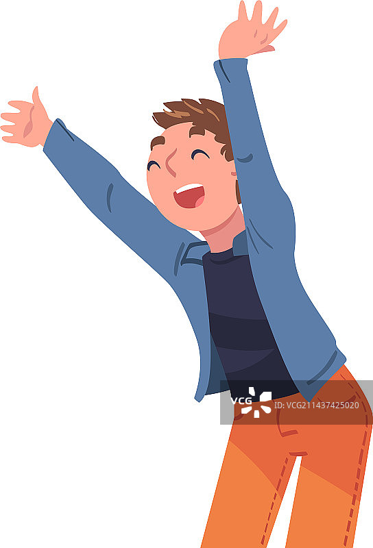 举手欢呼的快乐男孩图片素材