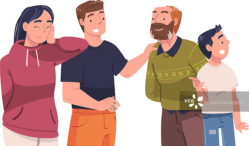 幸福的一家人和年轻的父母儿子在一起图片素材