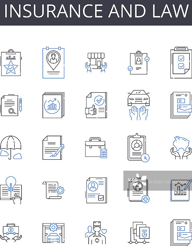 保险和法律线性图标合集图片素材