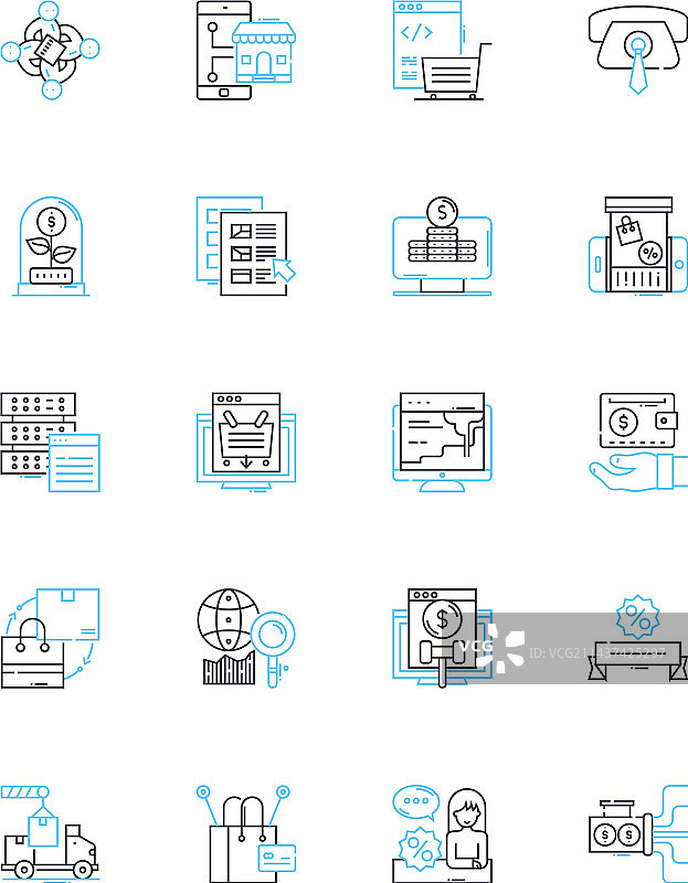 零售商品线性图标集：服装鞋履图片素材