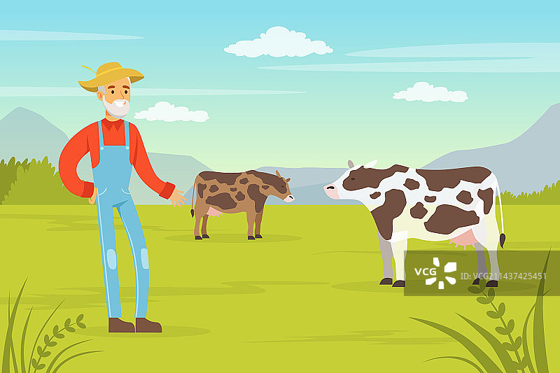 快乐的老年农夫图片素材