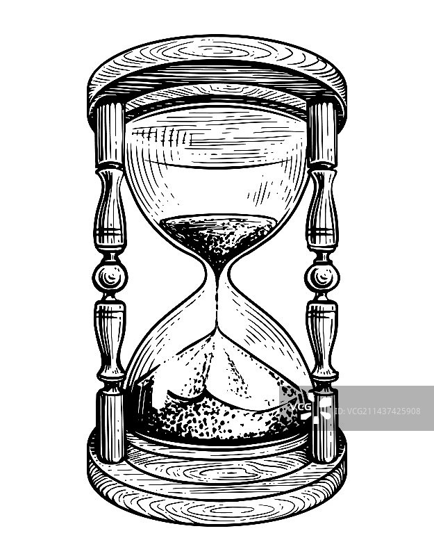 复古风格沙漏素描图片素材