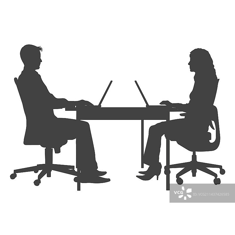 使用笔记本电脑工作的商务人士图片素材