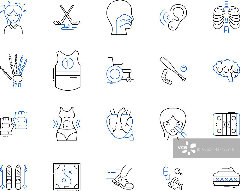 耐力与坚持线条图标合集图片素材