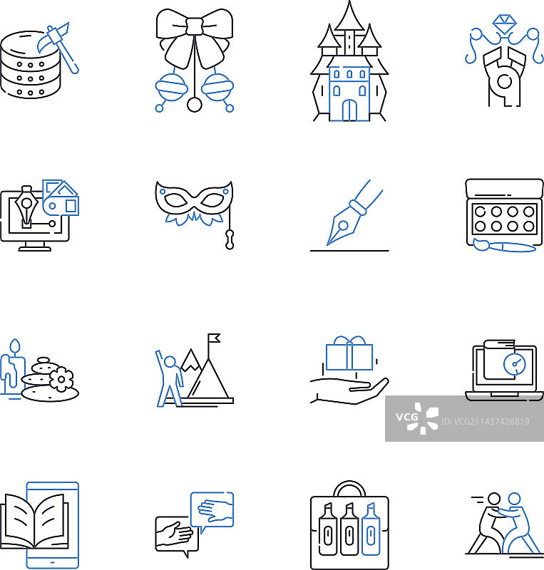 笔迹书法线性图标合集图片素材