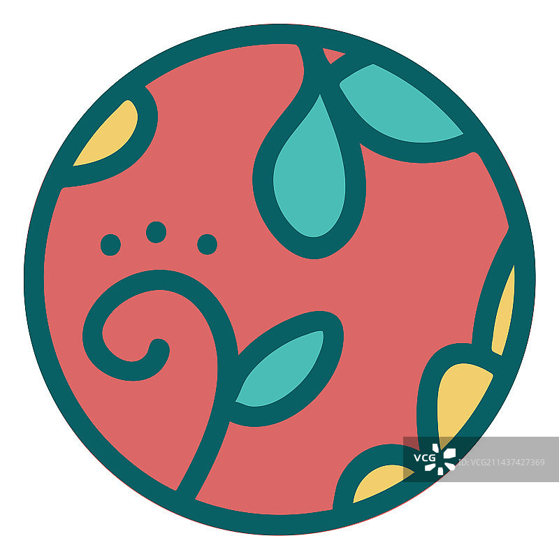 棕色花卉设计扁平球体图片素材