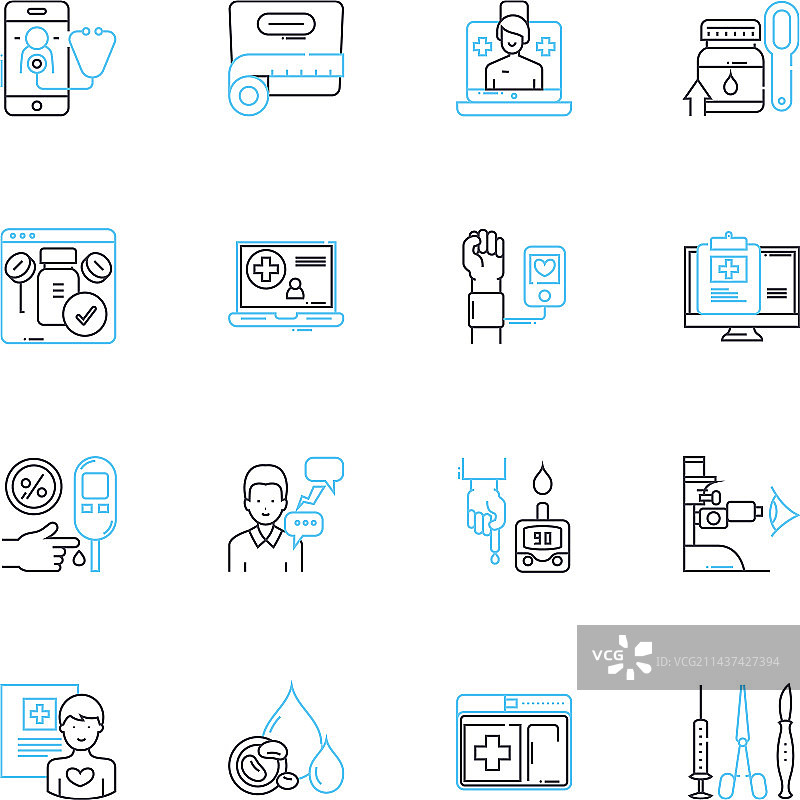 绿色科技线性图标集：可持续生态图片素材