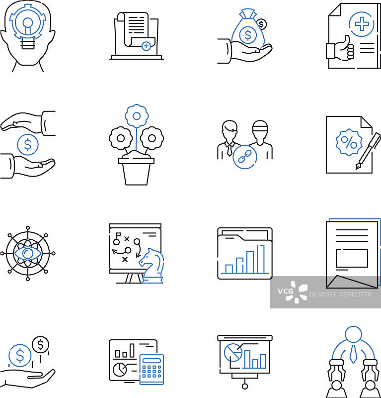 沉思和忧虑线性图标合集图片素材