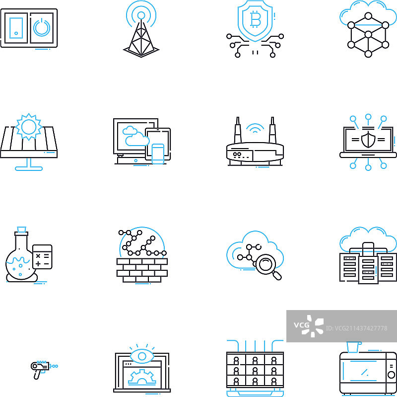 宇宙科学线性图标集图片素材
