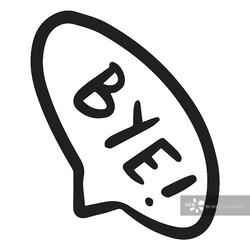 再见对话气泡描边图片素材