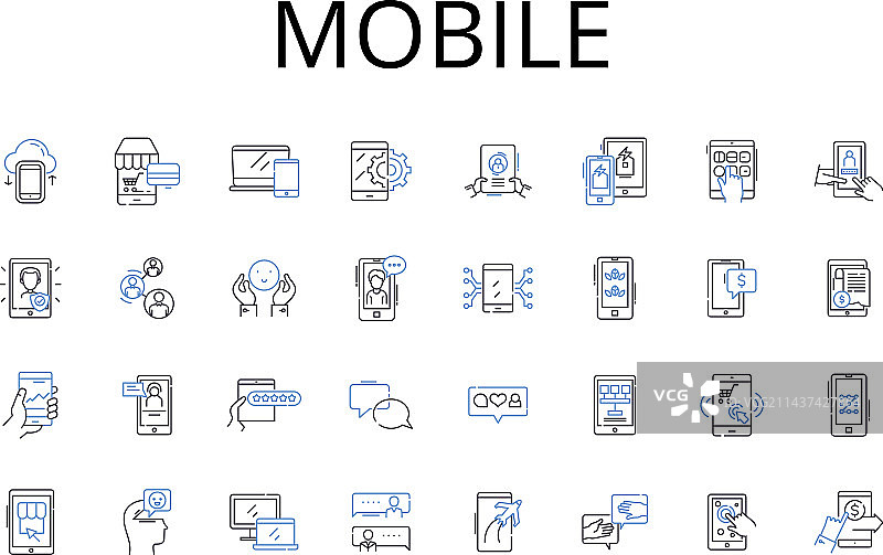 手机线性图标合集图片素材
