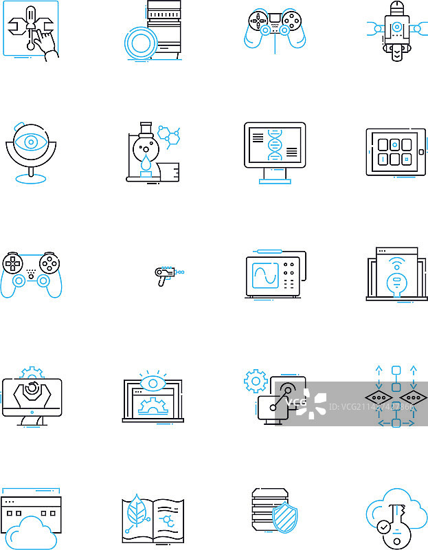 洲际科学线性图标集量子图片素材