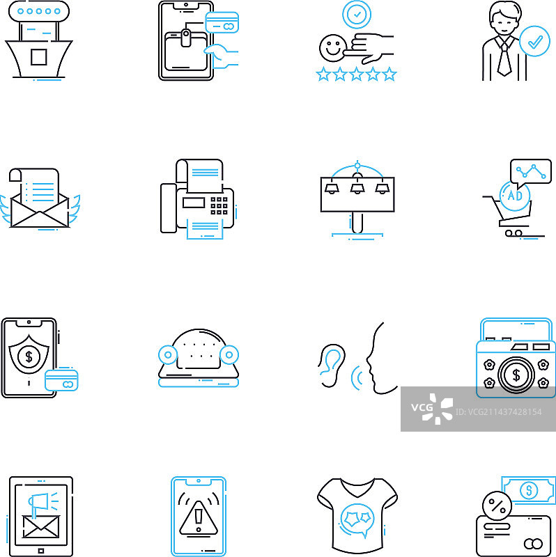 利润与收入线性图标集图片素材