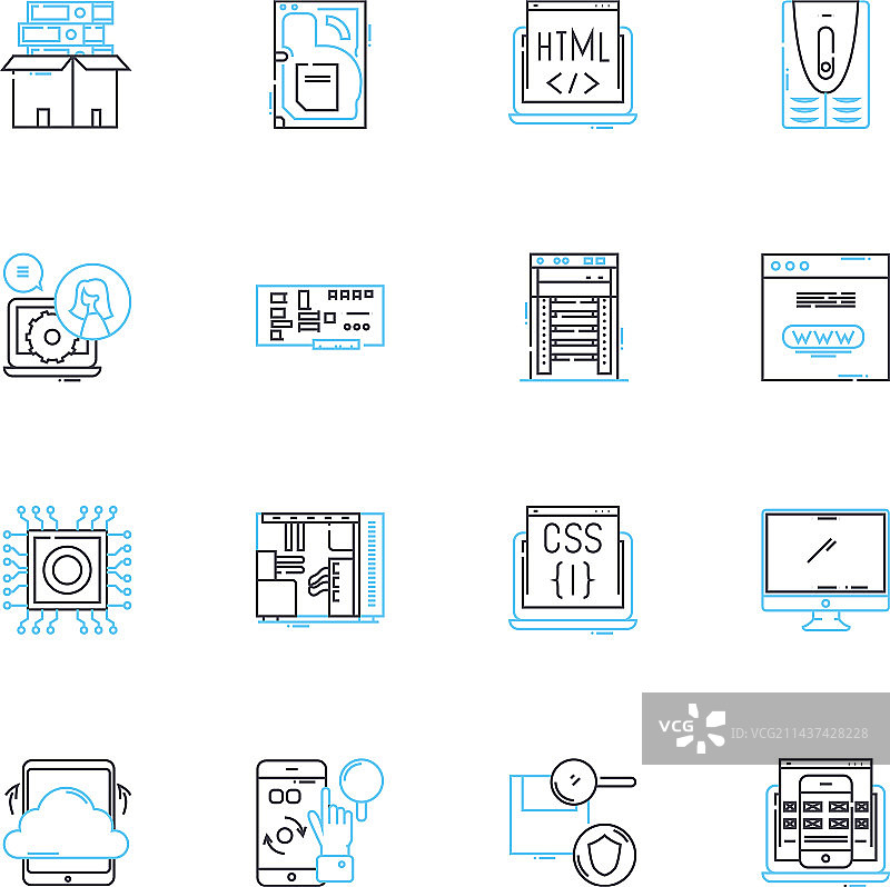 人造能源线性图标集太阳风图片素材