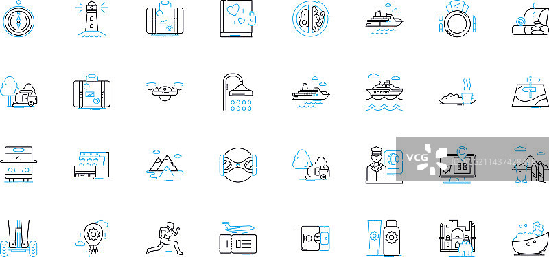 短途旅行线性图标集：探险之旅图片素材