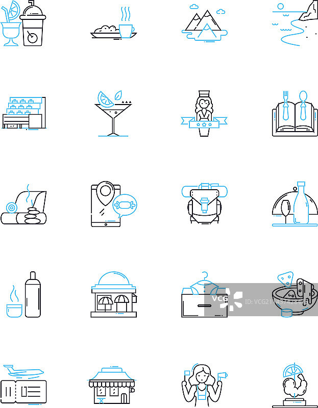 菜肴线性图标合集：咸味、辛辣、甜味、浓烈图片素材