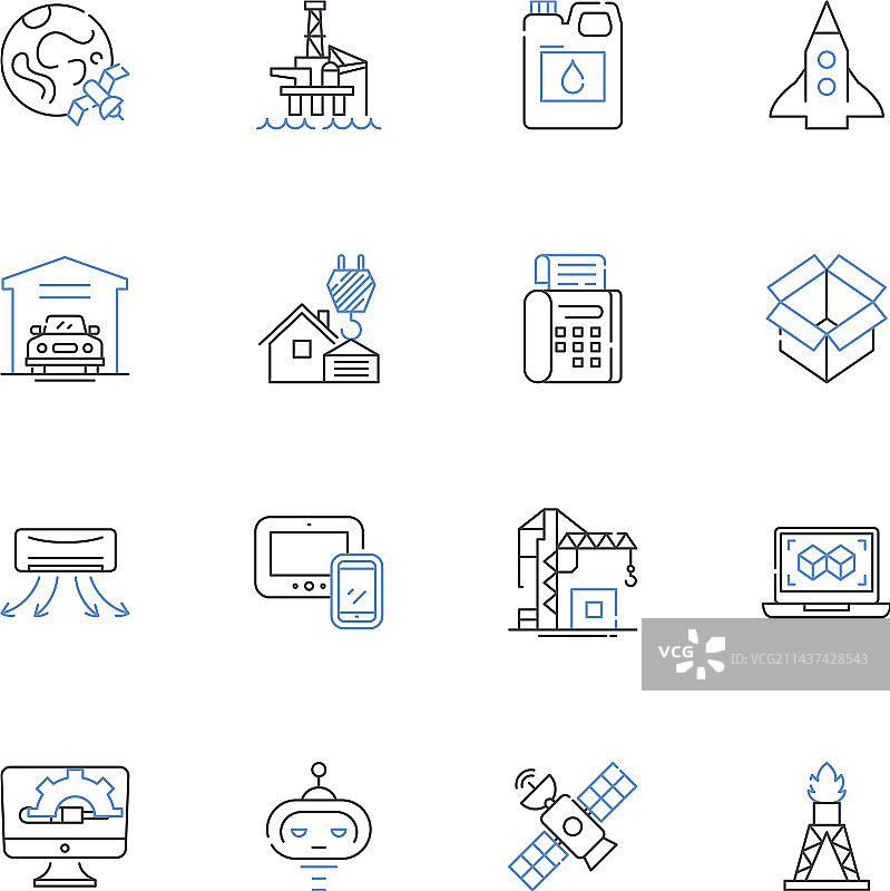 乐器线性图标合集：吉他、钢琴图片素材