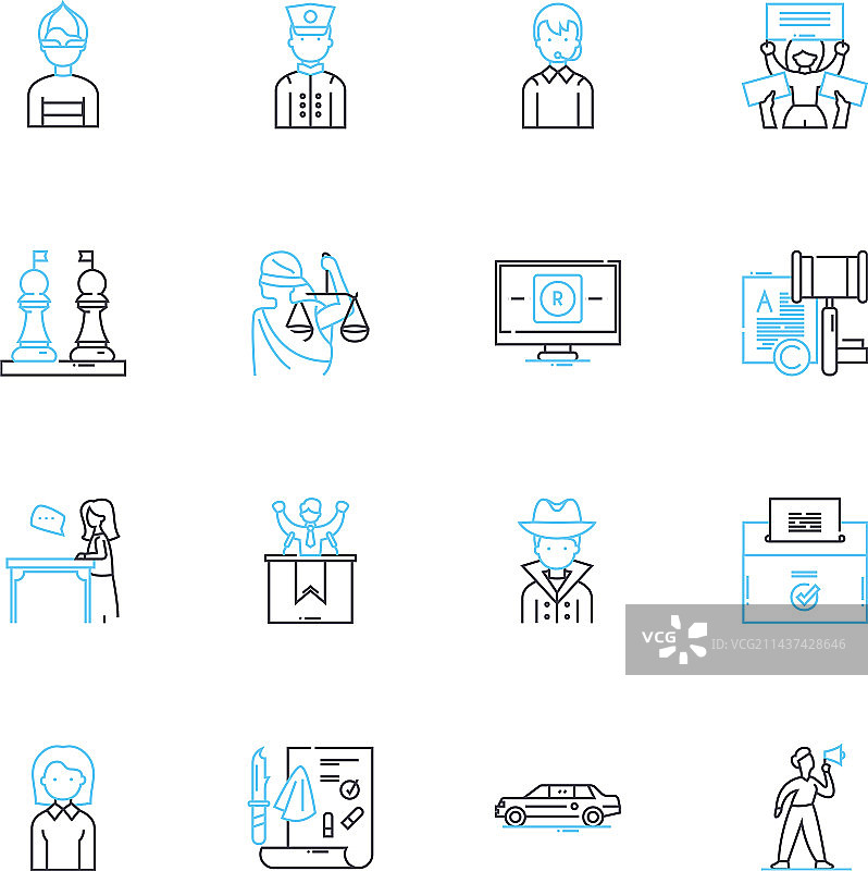 海洋线性图标集：海浪与海面图片素材