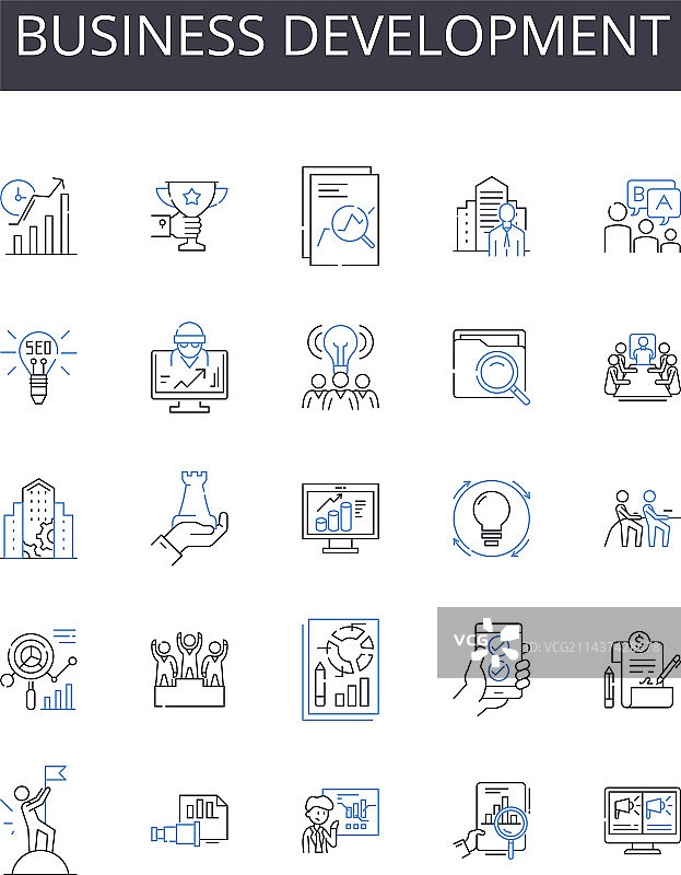 商业发展线性图标合集图片素材
