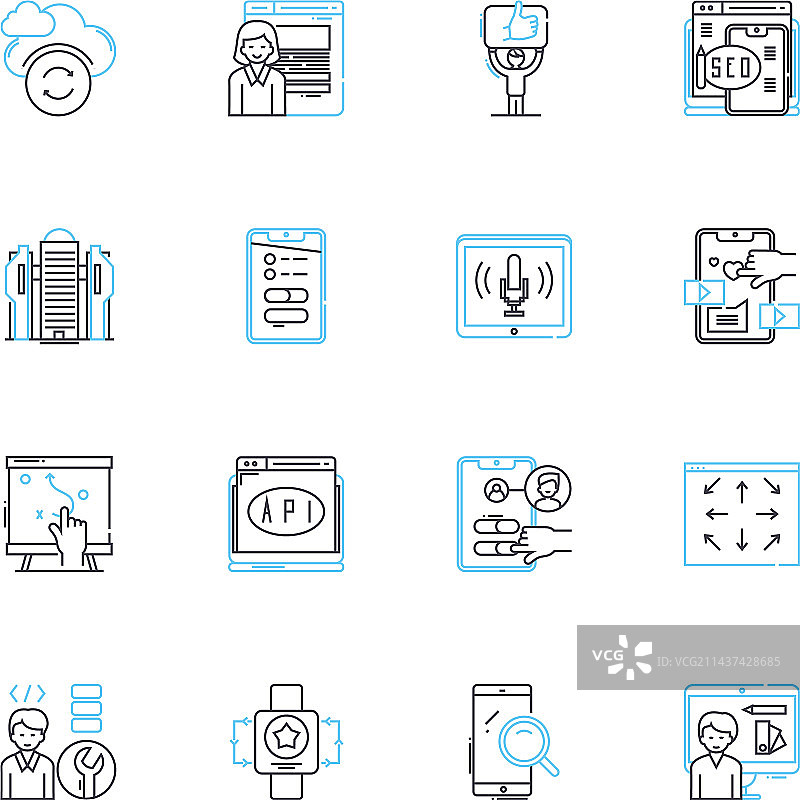 市场细分线性图标：人口统计图片素材