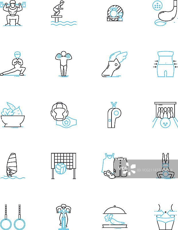 健身俱乐部线性图标集图片素材