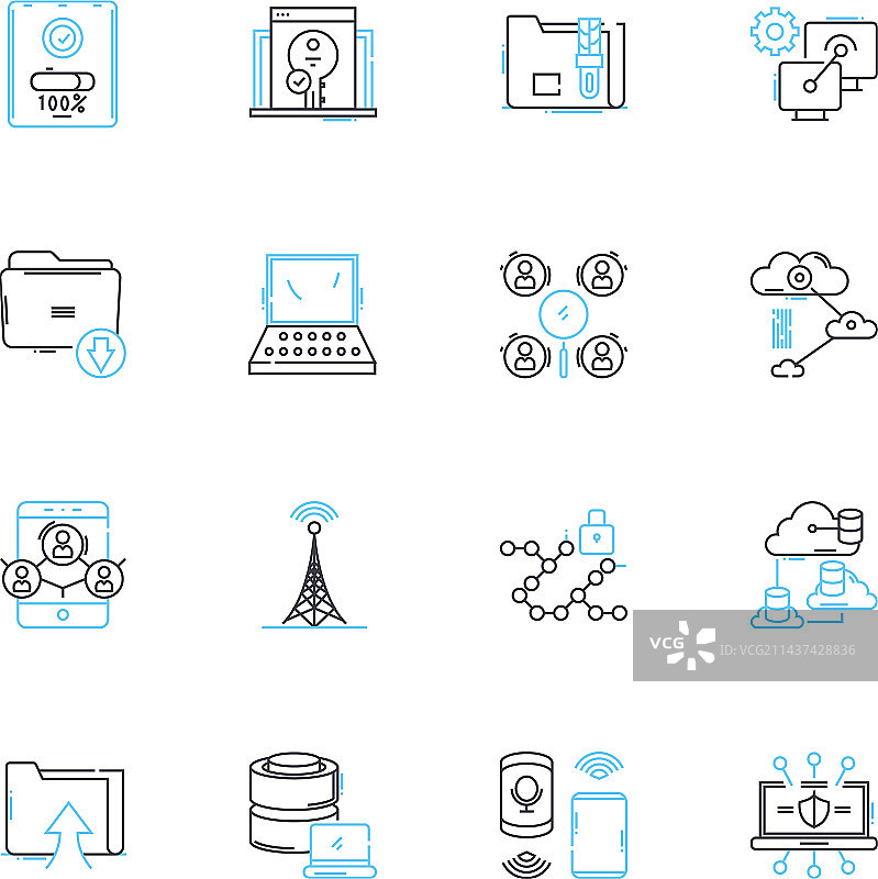 互联网在线网站线性图标集图片素材