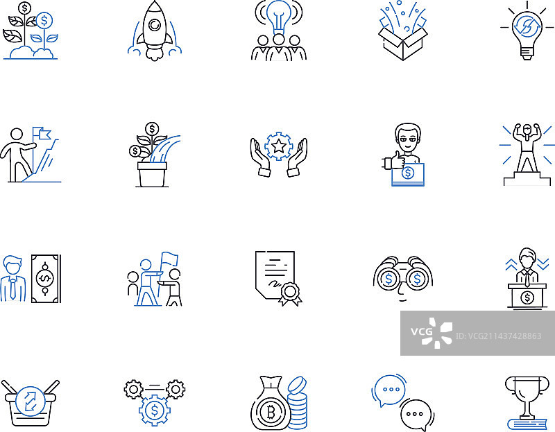 卓越绩效线性图标合集图片素材