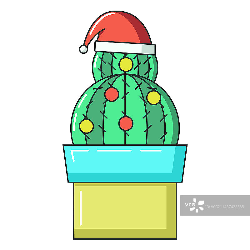 仙人掌球盆栽扁平风格图片素材