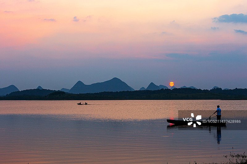 贵阳百花湖日落图片素材