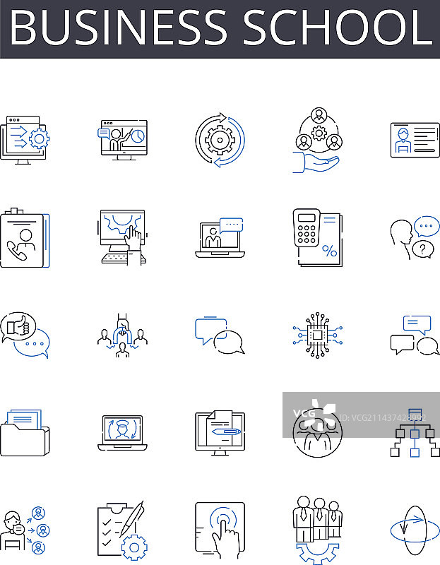 商学院线性图标合集图片素材