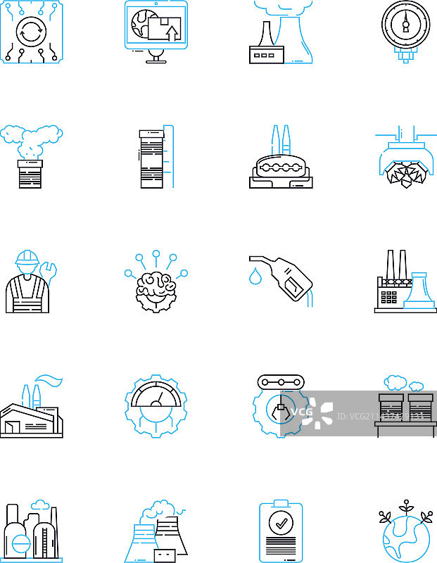 智能机器线性图标集：机器人图片素材