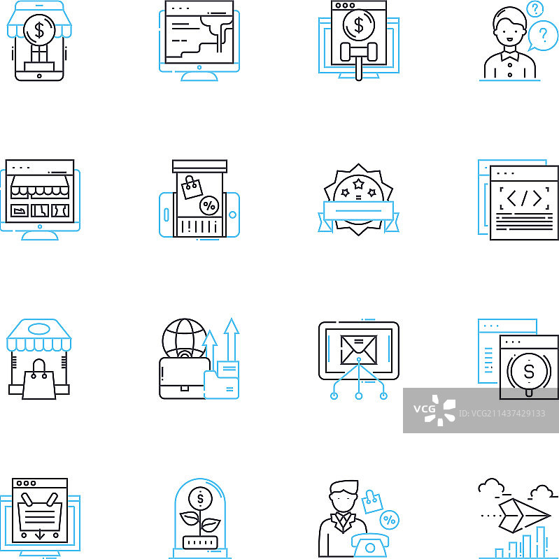 零售商品线性图标集：服装鞋履图片素材