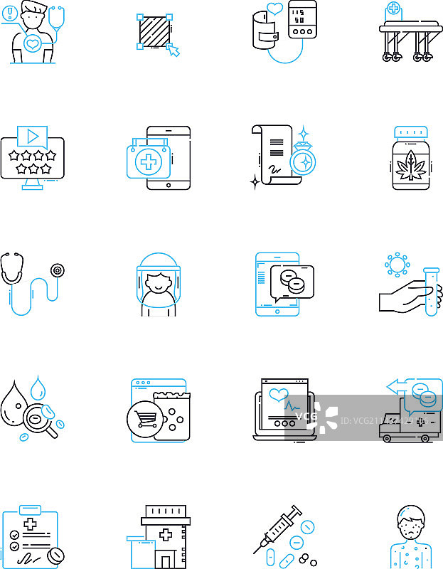健康促进线性图标集：运动图片素材
