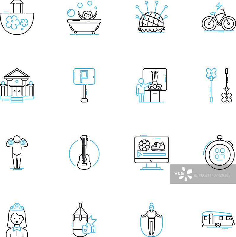 乡村探险线性图标合集图片素材