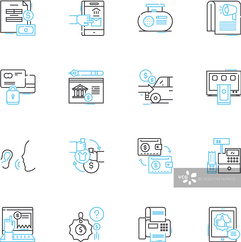 购买商品线性图标集图片素材