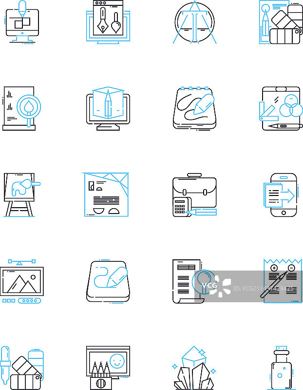 古代神秘金字塔线性图标集图片素材