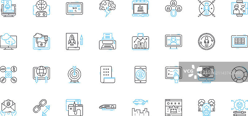 无线移动通讯线性图标集图片素材