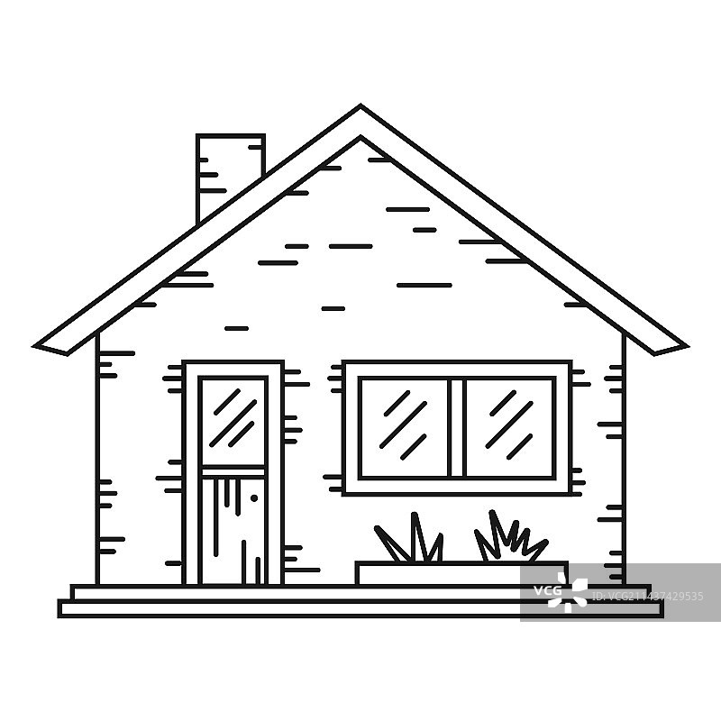 平房房屋线性风格图标图片素材