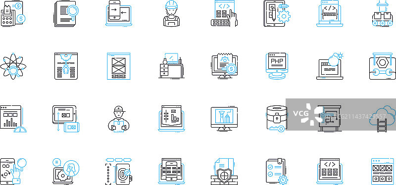 线性图标集：可用性准备图片素材