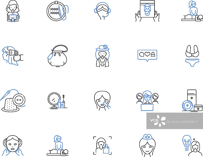 妻子的线性图标集合：忠诚与奉献图片素材