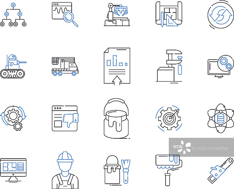 建筑行业线性图标合集图片素材
