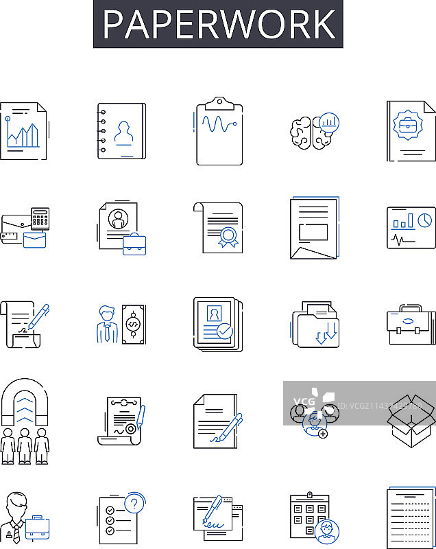 文档文书工作线性图标合集图片素材