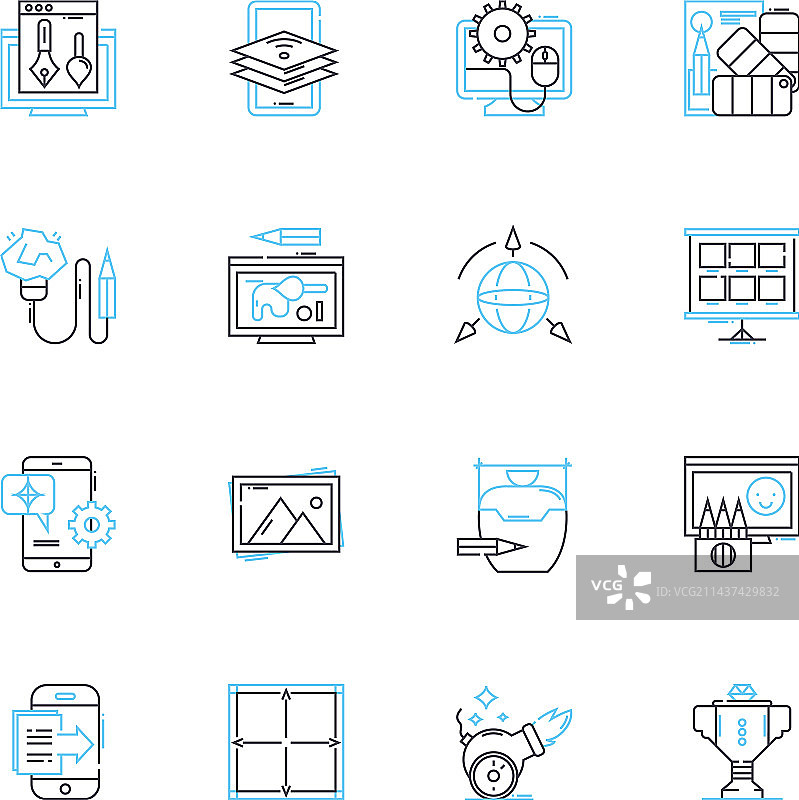 棱镜线性图标集反射折射图片素材