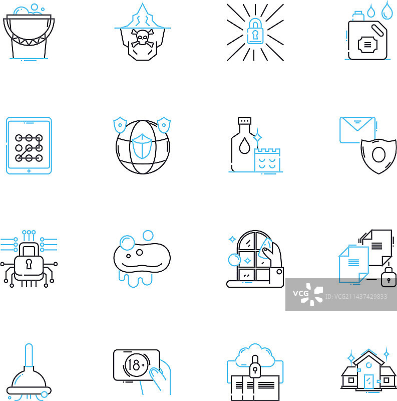 消毒线性图标集图片素材