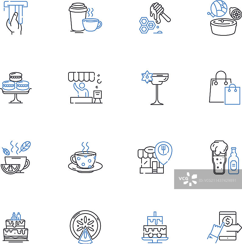 冰淇淋店线条图标合集图片素材