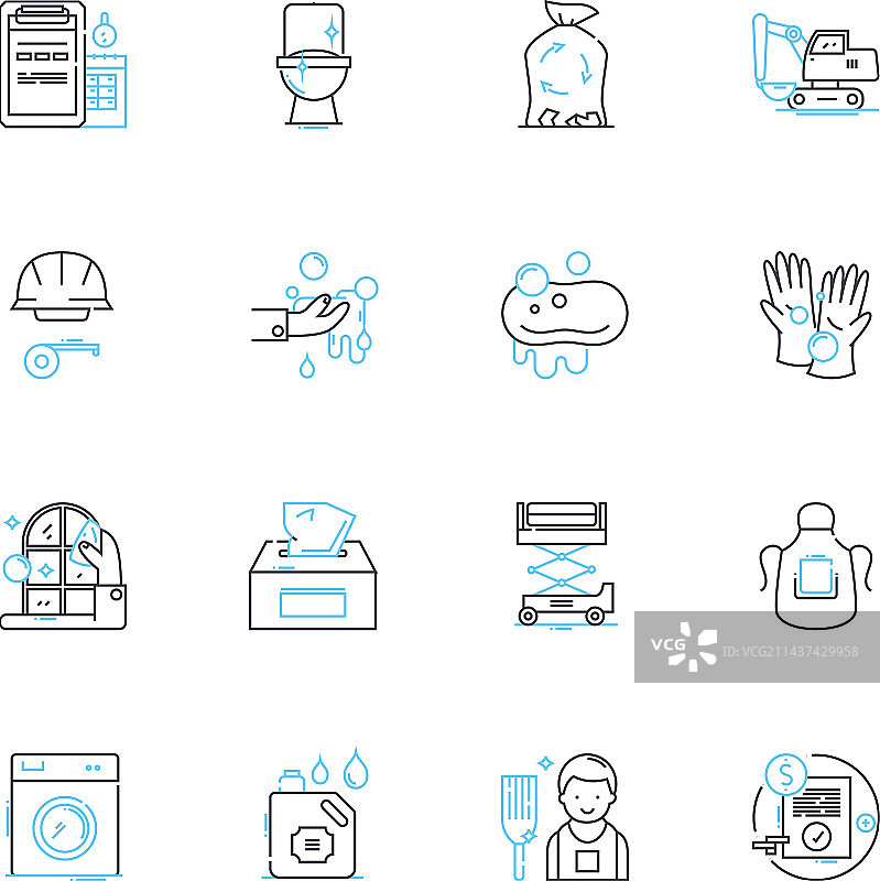 整理线性图标集：整理收纳图片素材