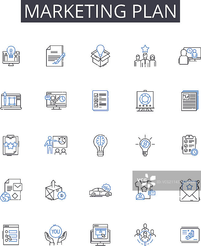 营销计划线性图标集促销图片素材