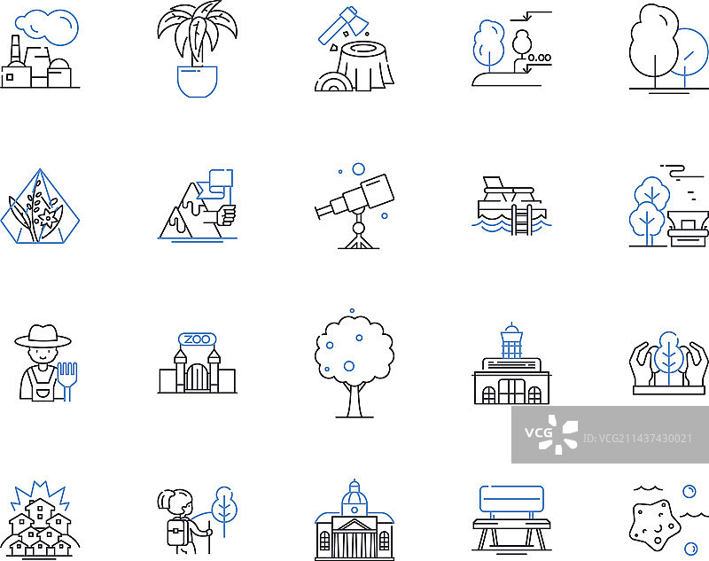 花园线条图标植物系列穿孔图片素材